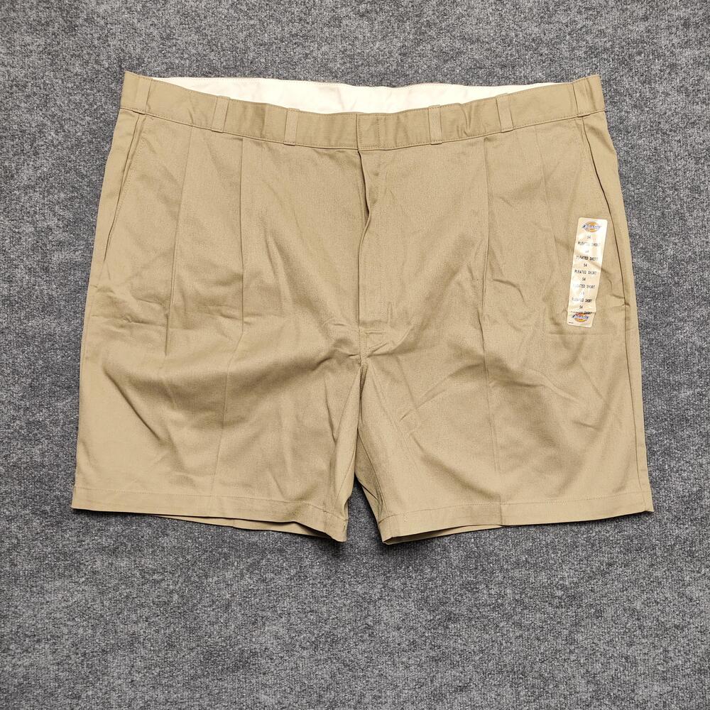 Dickies Shorts Mens 54 Beige Pleated Chino Canvas Workwear Casual Big & Tall